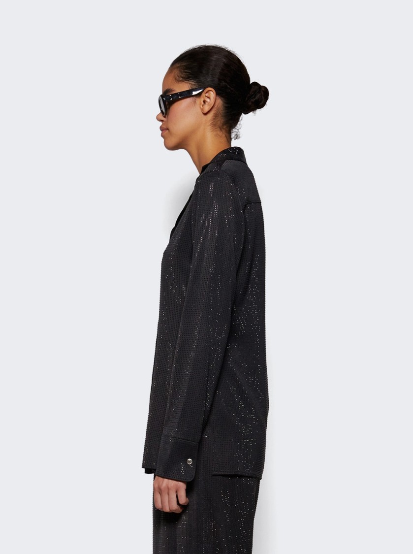 Alexander Wang Crystal Hotfix Slim Shirt Washed Charcoal In Black