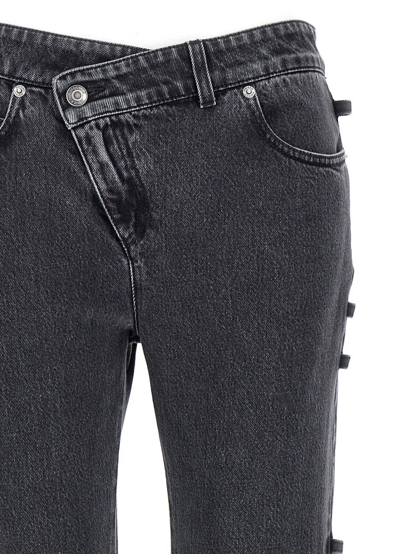 Alexander Mcqueen Baggy Low-rise Tied Jeans In Gray