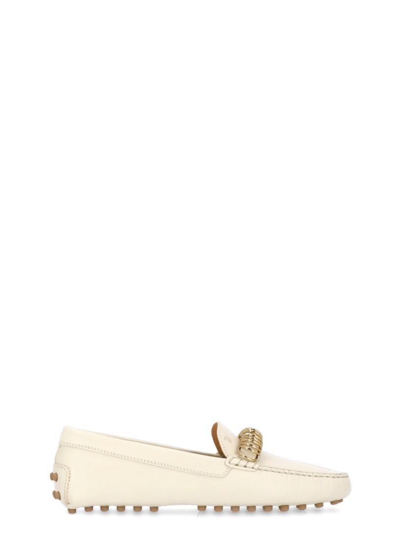 Tod's Ivory Leather Loafers In Neutrals