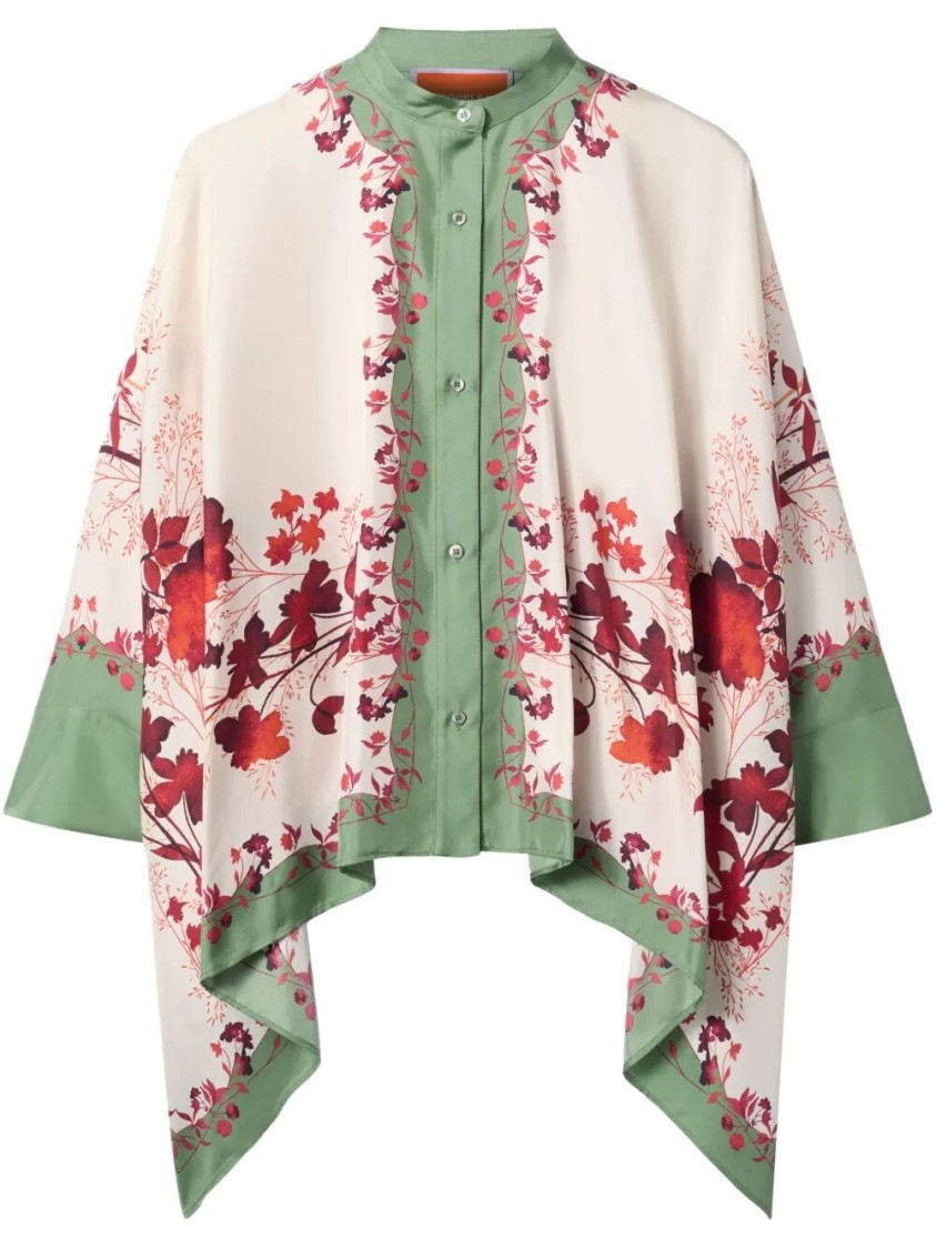 La Doublej La Double J Silk Foulard Shirt With Unique Floral Print