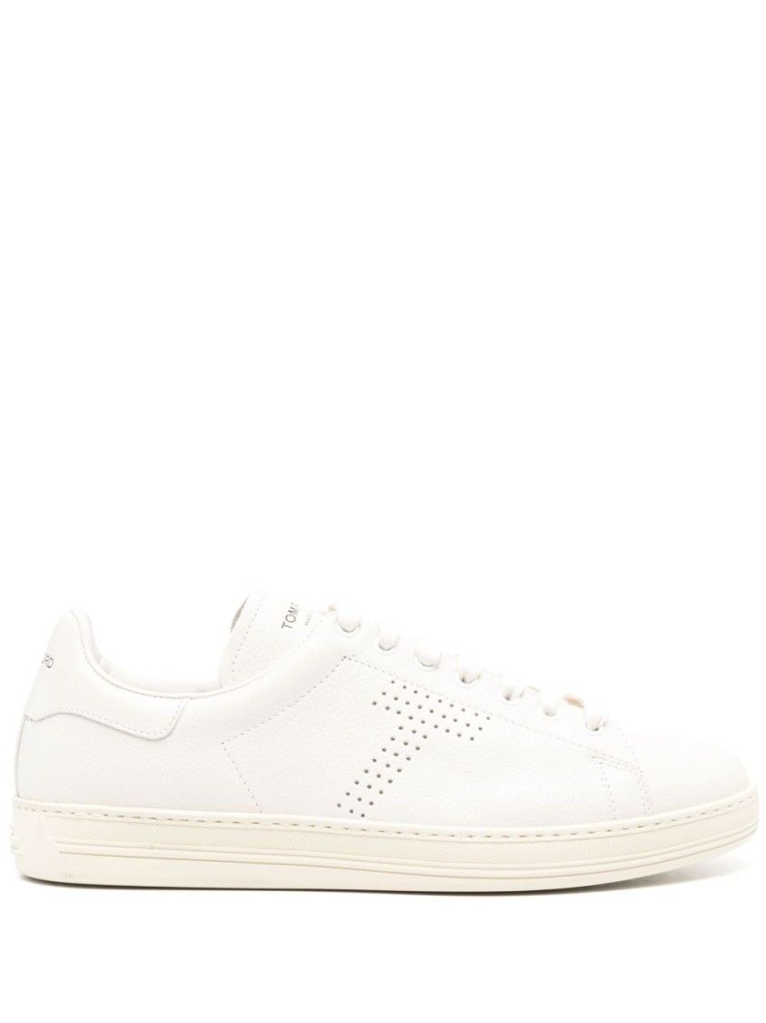 Shop Tom Ford White Leather Sneakers