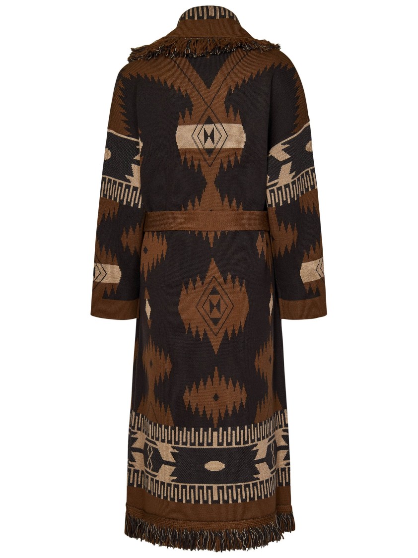 Alanui Icon Jaquard Coat In Brown