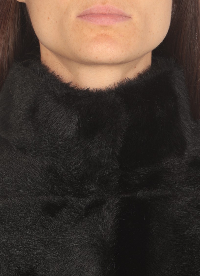 Betta Corradi Syntetic Fur Cape In Black
