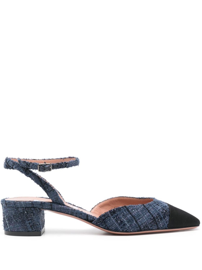 Aquazzura Pointed Toe Pump With Ankle Strap In Gray
