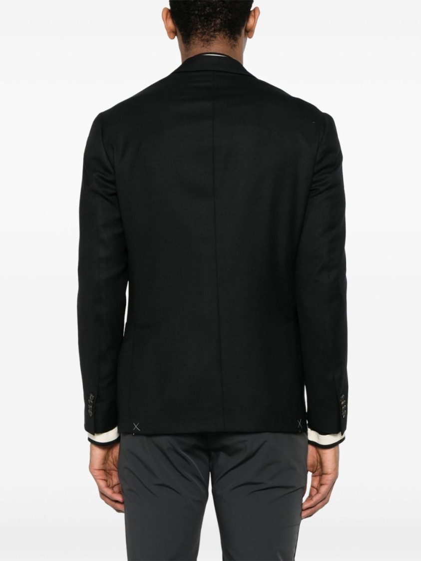 Corneliani Double-breasted Black Jacket With Tailored Fit In Black