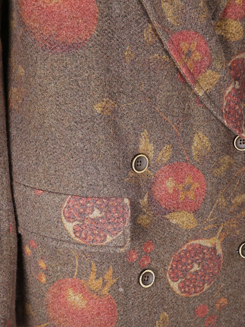 Uma Wang Pomegranate-print Double-breasted Coat In Brown
