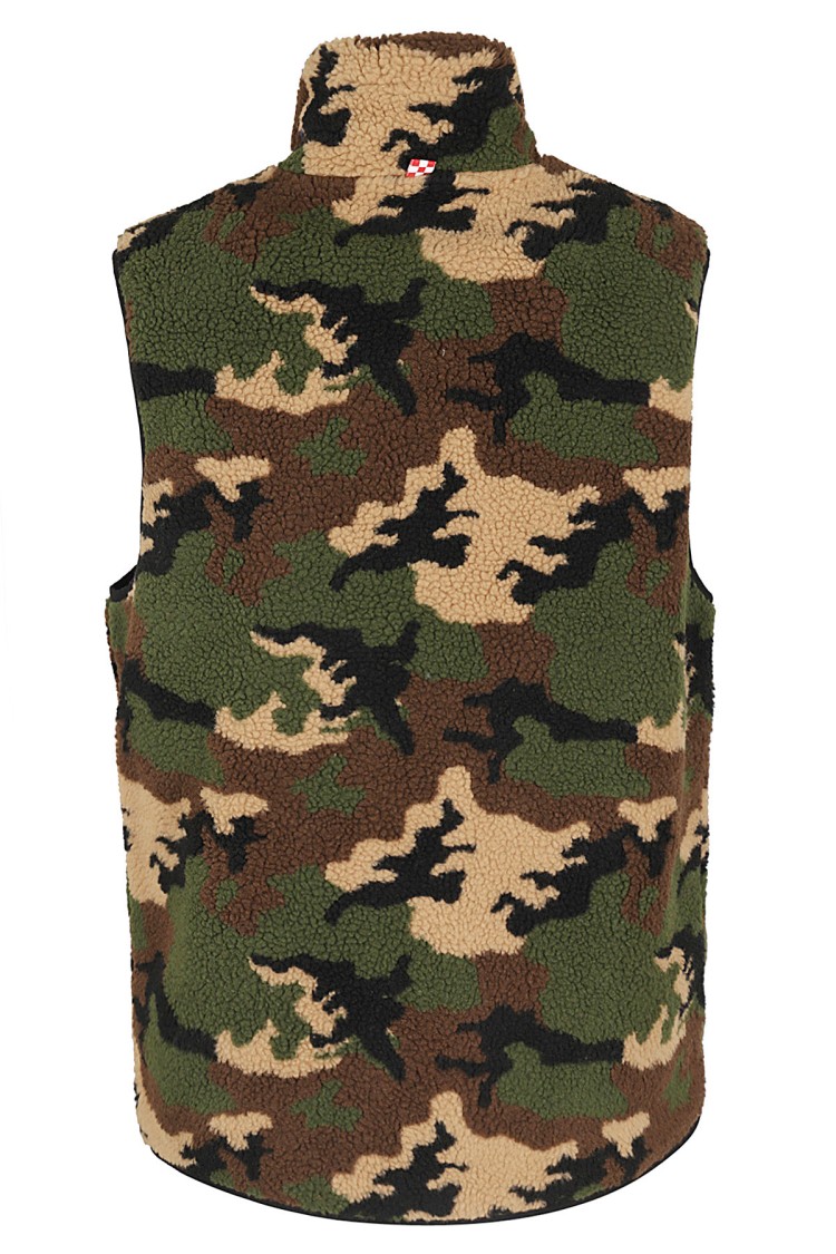 Mc2 Saint Barth Sherpa Waistcoat With Patch Pockets In Green