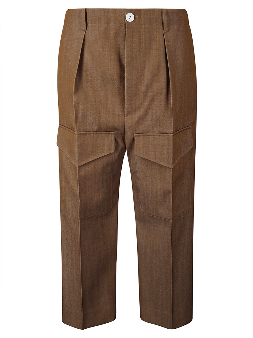 Shop Setchu High-waisted Virgin Wool Trousers In Brown