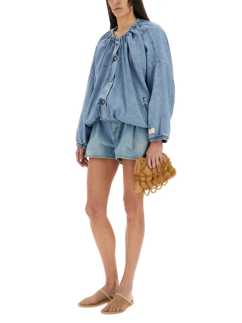 Alysi Denim Bomber Jacket In Blue