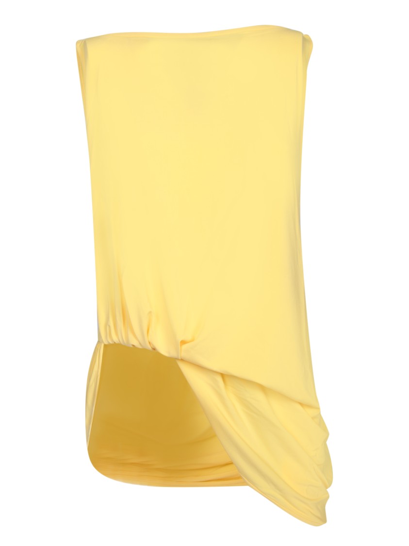 Jacquemus Draped Sleeveless Asymmetric Lightweight Top In Gold
