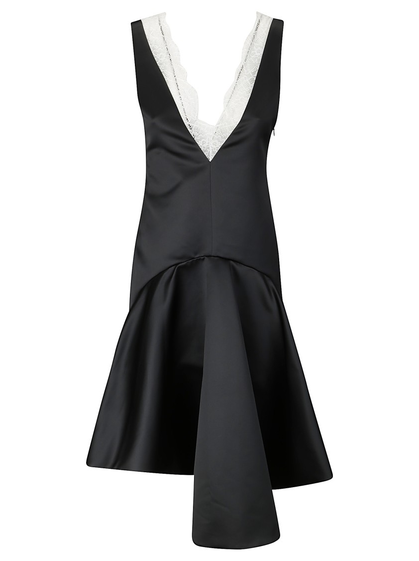 Jw Anderson J. W. Anderson V-neck With Lace Short Sleeveless Dress In Black
