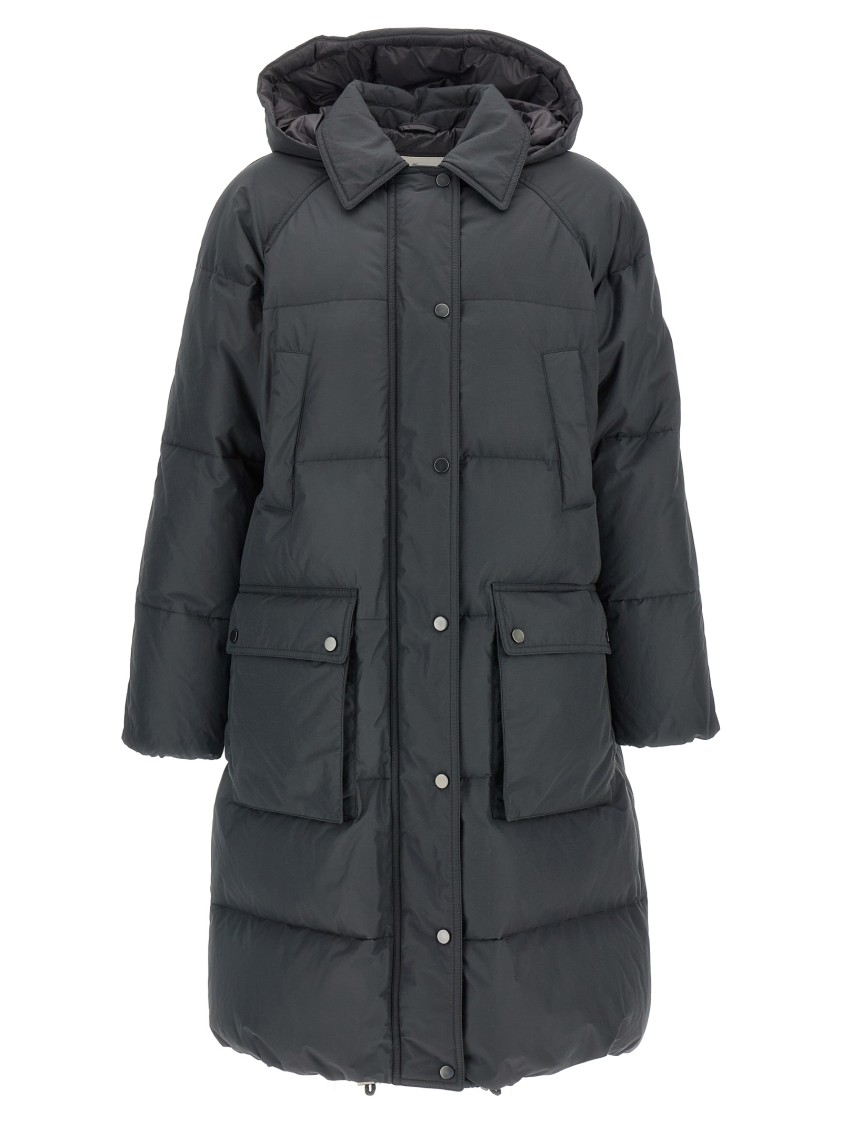 Brunello Cucinelli Quilted-design Hooded Down Coat In Black