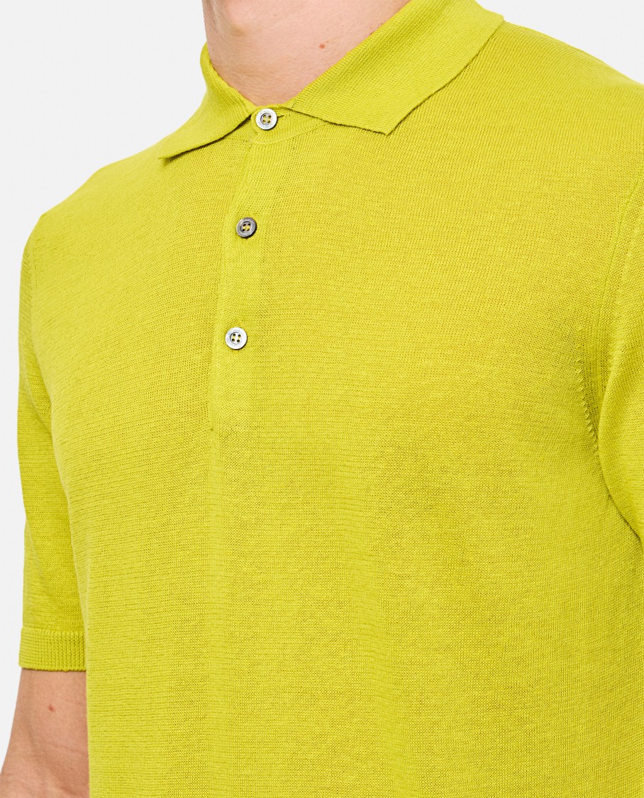 Drumohr Classic Knit Polo Shirt With Pointed Collar In Green