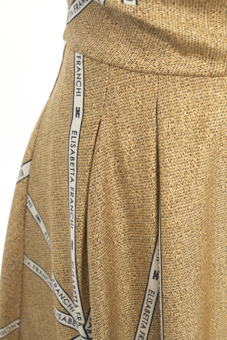 ELISABETTA FRANCHI ELISABETTA FRANCHI DRAPED CALF-LENGTH MIDI DRESS WITH ALL-OVER PRINT