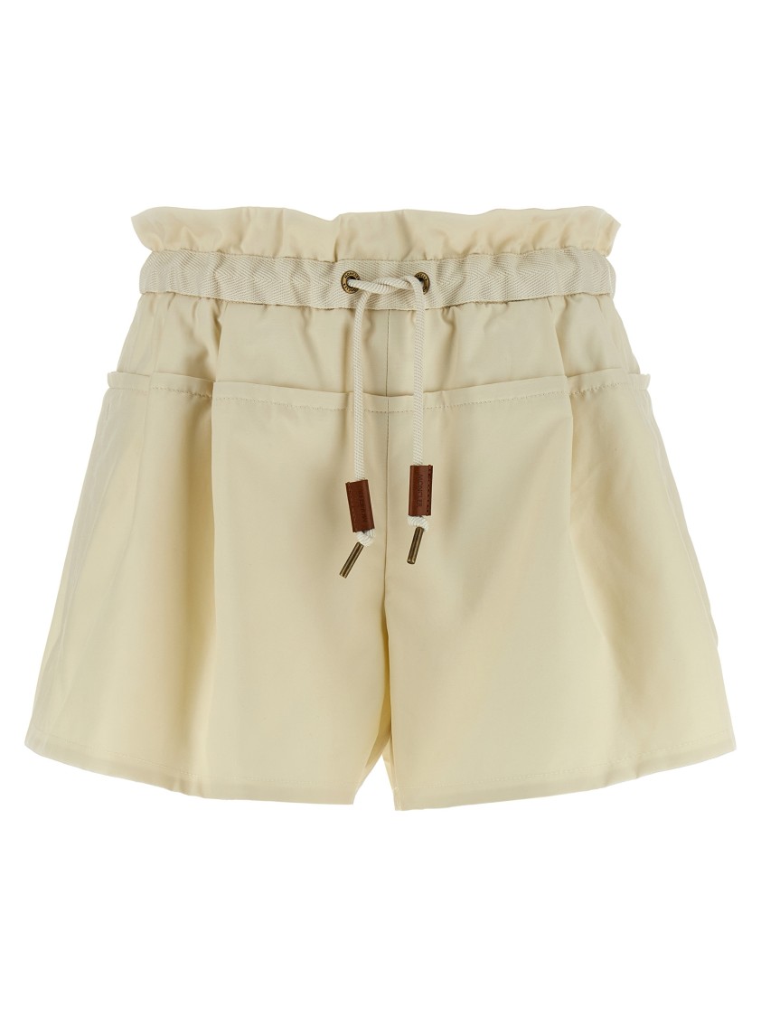 Moncler Relaxed Fit Bermuda Shorts With Elastic Waistband In Metallic