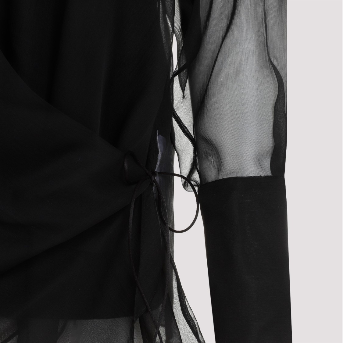GIVENCHY GIVENCHY SILK SHIRT WITH V-NECKLINE AND DRAPED LACE-UP DETAILS