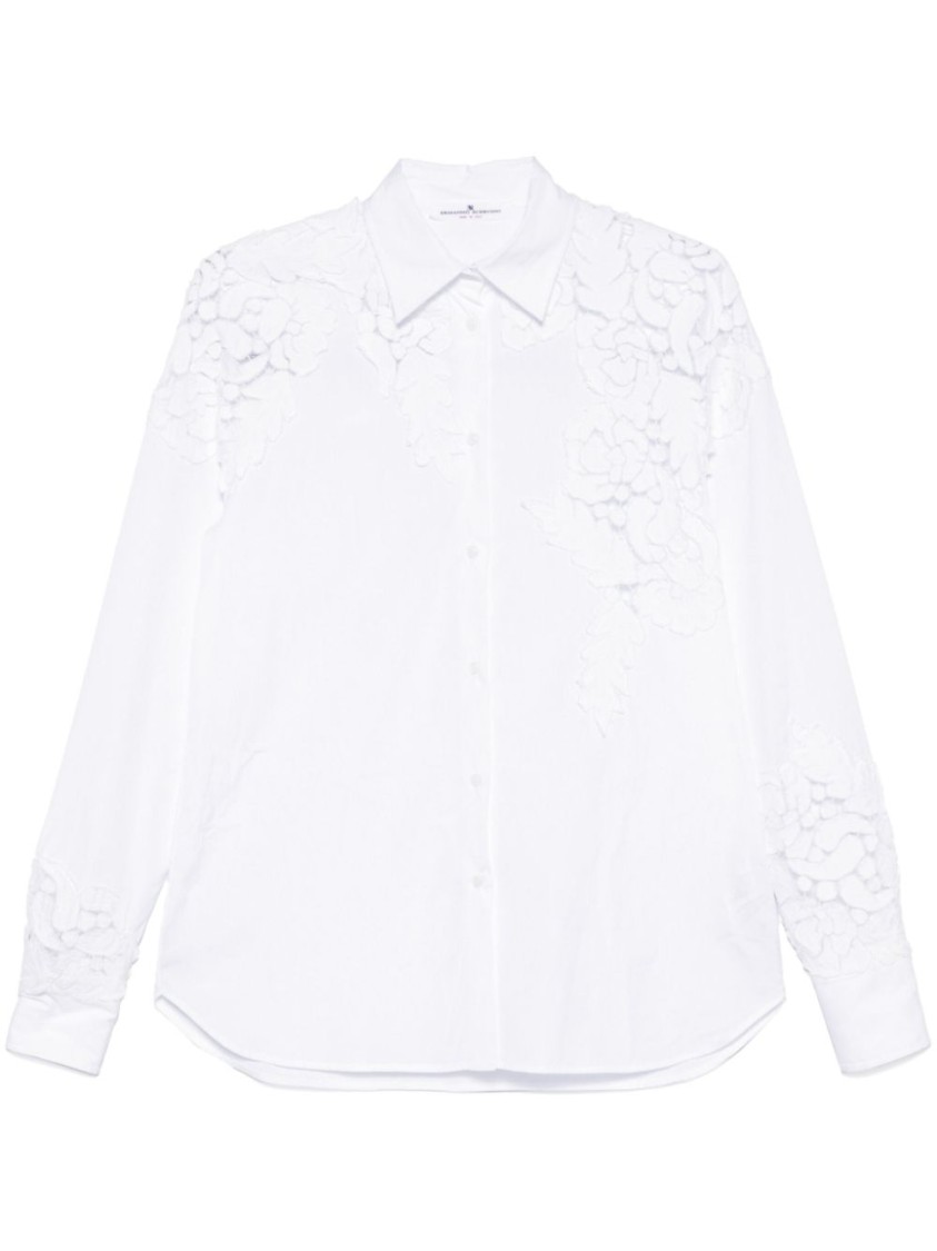 Ermanno Scervino Lace-panelling Poplin Shirt In White