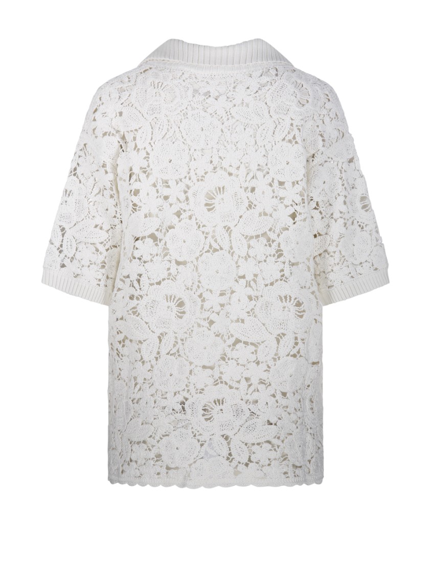 Shop P.a.r.o.s.h Parosh Delicate Lace Knit Sweater In White