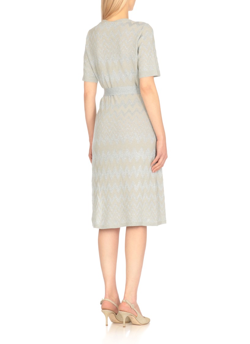 D Exterior D.exterior Zigzag Belted Dress In Green