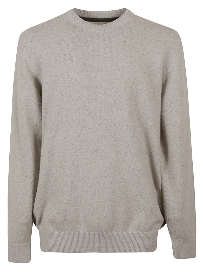Barbour Relaxed Fit Crew Neck Sweater With Ribbed Details In Gray