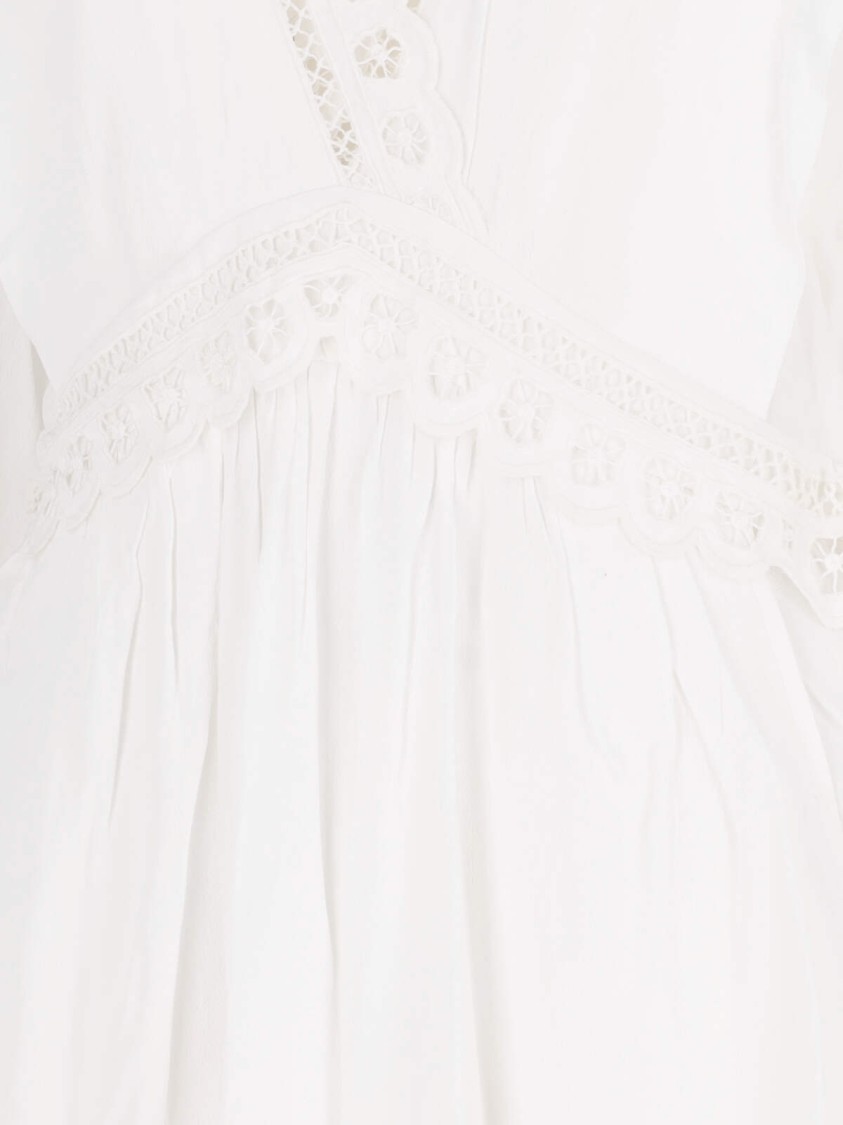 Shop Isabel Marant Étoile Lace Mini Dress In White Viscose Crepe