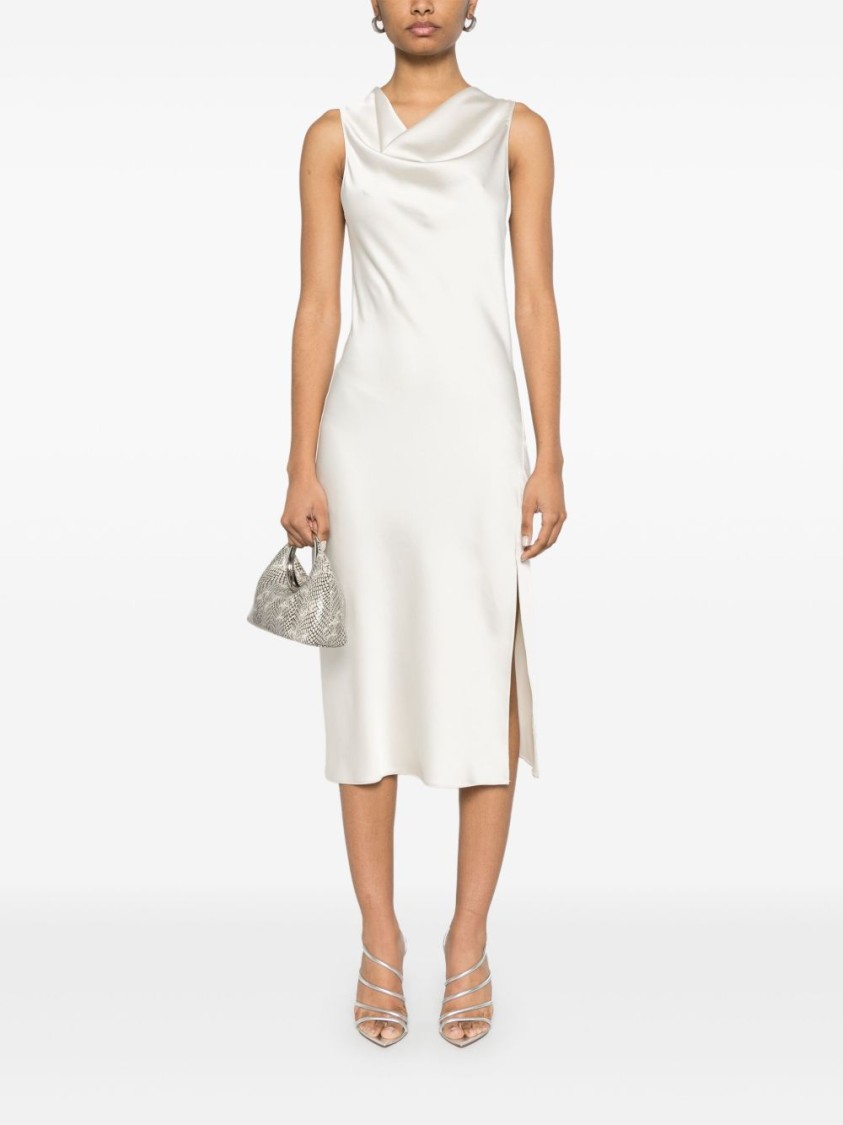 PATRIZIA PEPE PATRIZIA PEPE COWL NECK MIDI DRESS WITH SIDE SLIT 