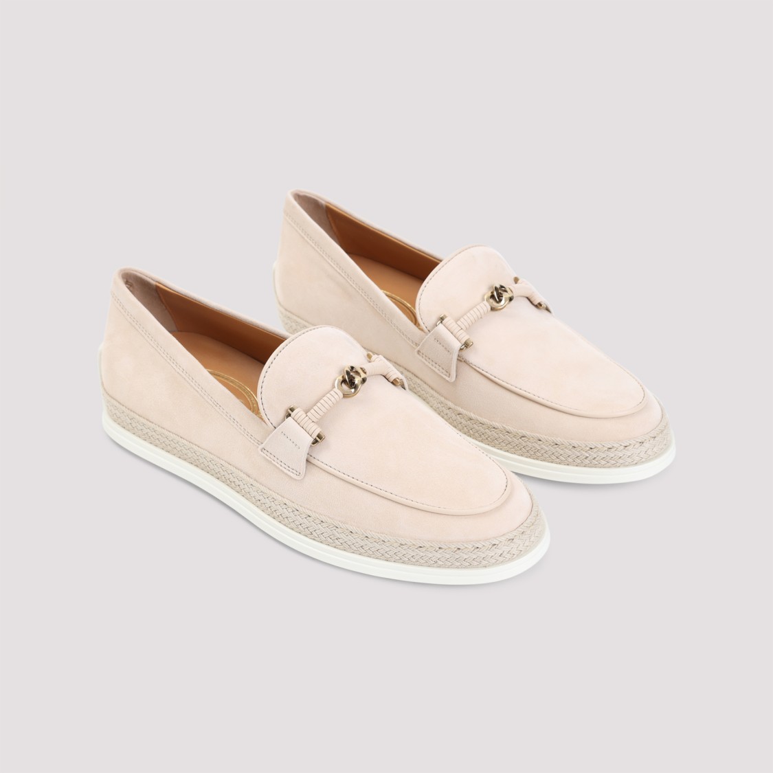 Shop Tod's Natural Beige Suede Loafers In Neutrals