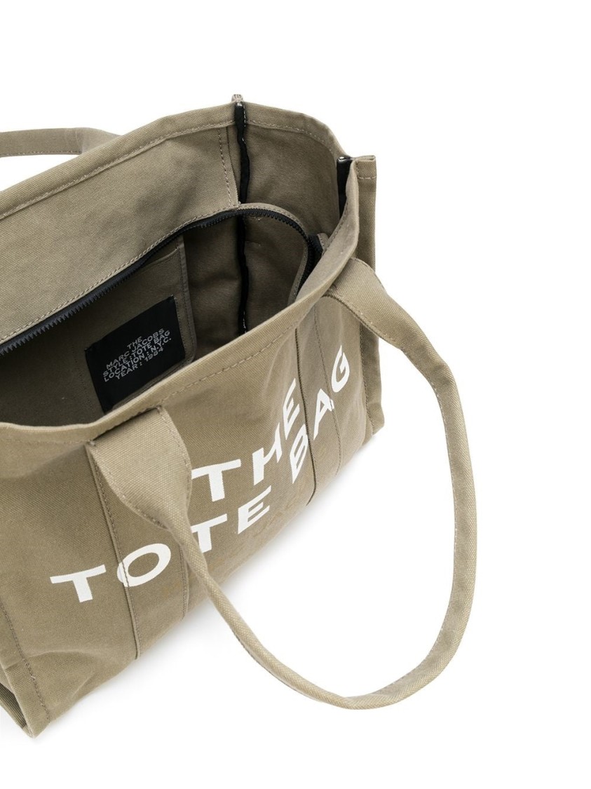 Marc Jacobs Structured Cotton Tote Bag With Bold Lettering In Green