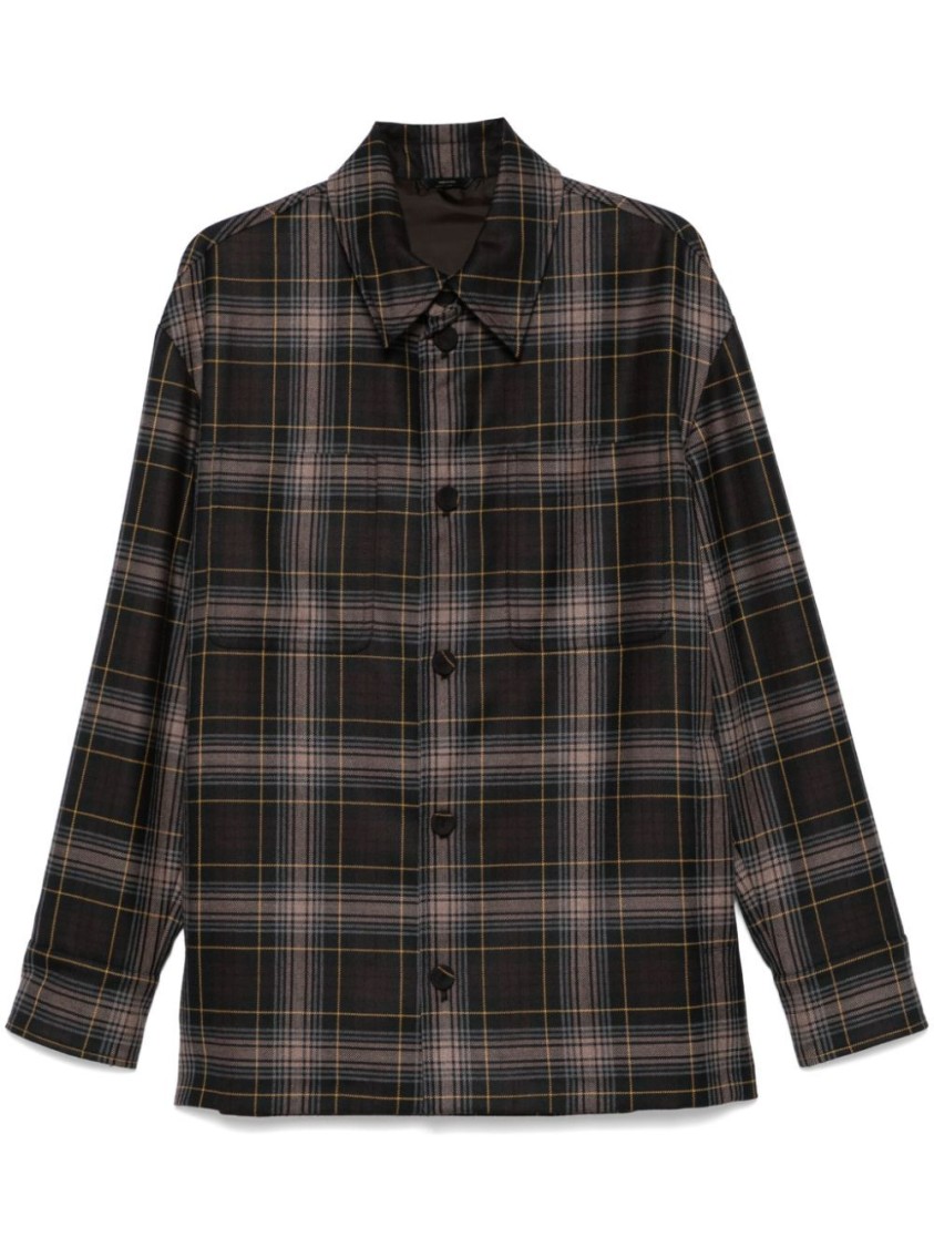 Fendi Go-to Jacket Tartan Brown In Black