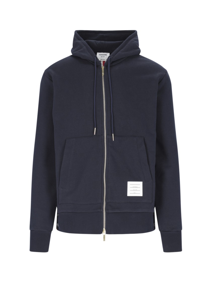 Thom Browne Center-back Stripe Loopback Hoodie In Blue