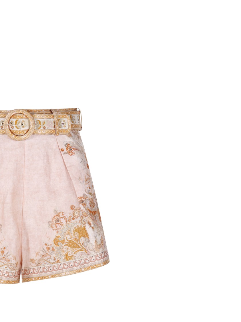 Shop Zimmermann Acacia Tuck Shorts In Pink