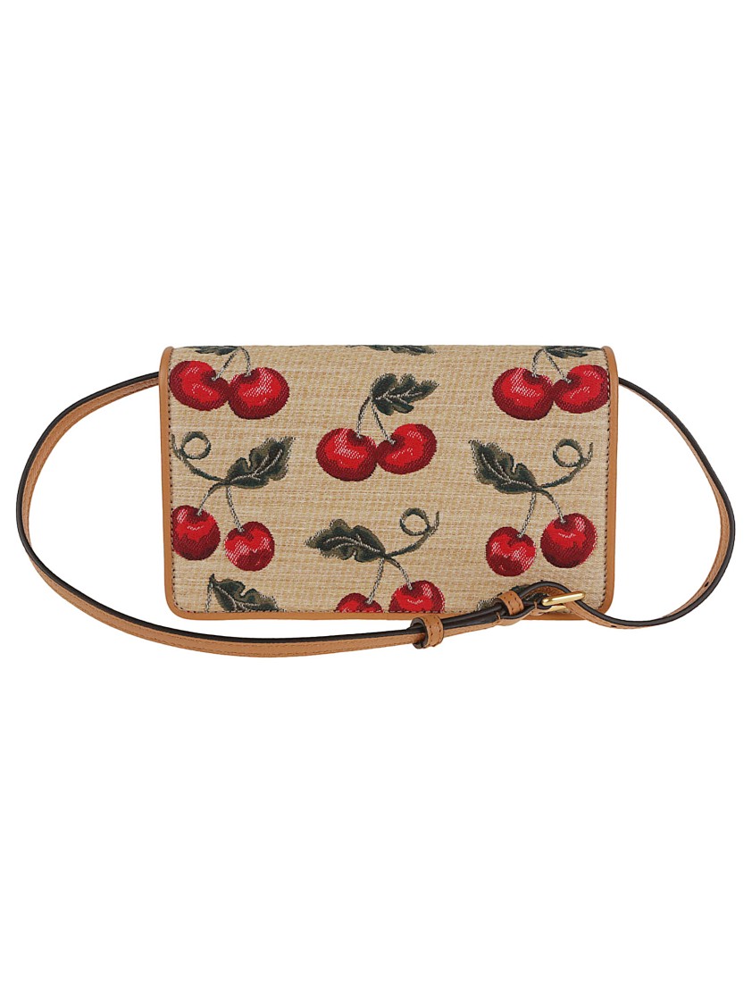 Shop Valentino Garavani Cherry Motif Jacquard Raffia Mini Shoulder Bag
