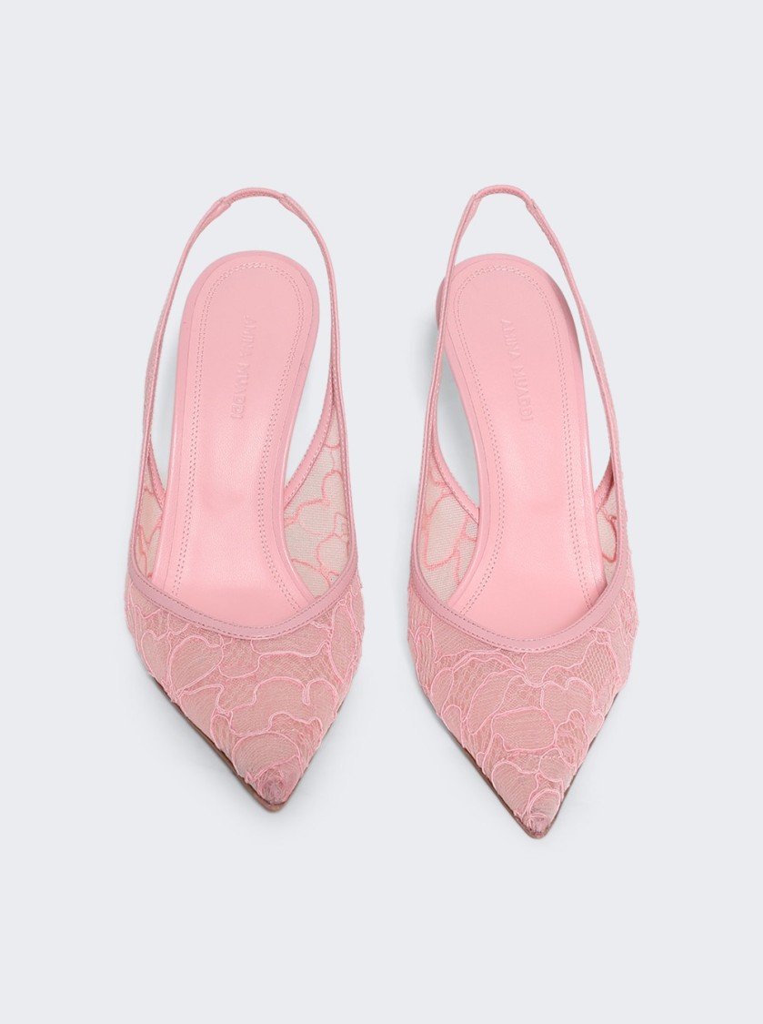 Shop Amina Muaddi Anok Lace Slingback Pump - Baby Pink