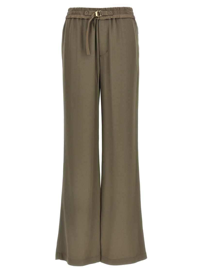 Ami Alexandre Mattiussi Ami Wide Leg Trousers With Adjustable Strap In Brown
