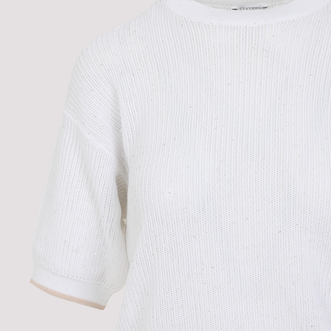 Shop Peserico Textured Knit White Sweater With Relaxed Fit