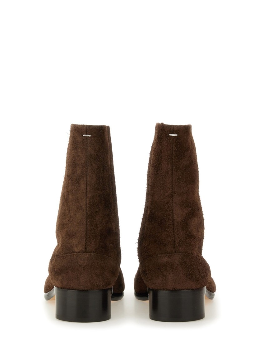 Maison Margiela Leather Tabi Ankle Boots 30 In Black