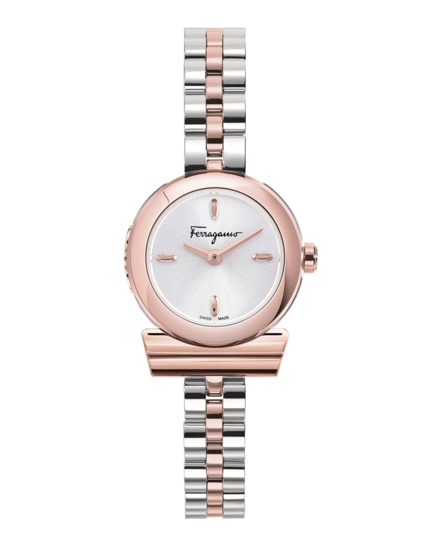 腕時計その他 Ferragamo Two-Tone Gancino Bracelet Watch With Silver Sunray Ferragamo Two-Tone Gancino Bracelet Watch With Silver Sunray