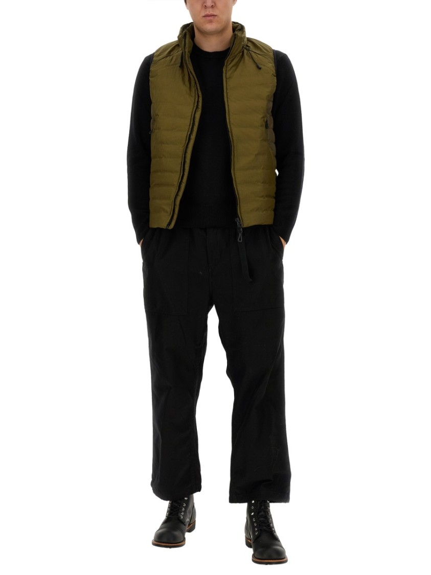 Jg1 Green Padded Vest With High Collar In Black