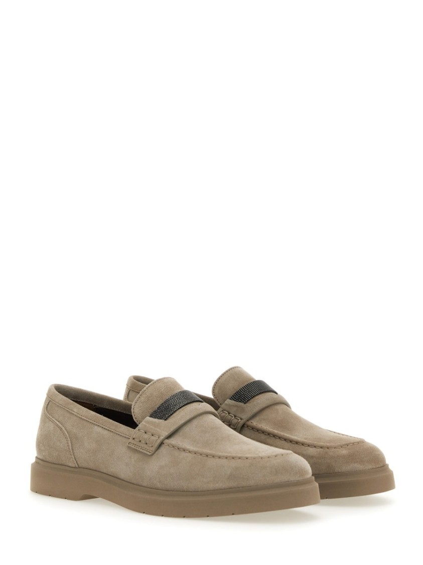 Brunello Cucinelli "penny" Suede Moccasin In Brown