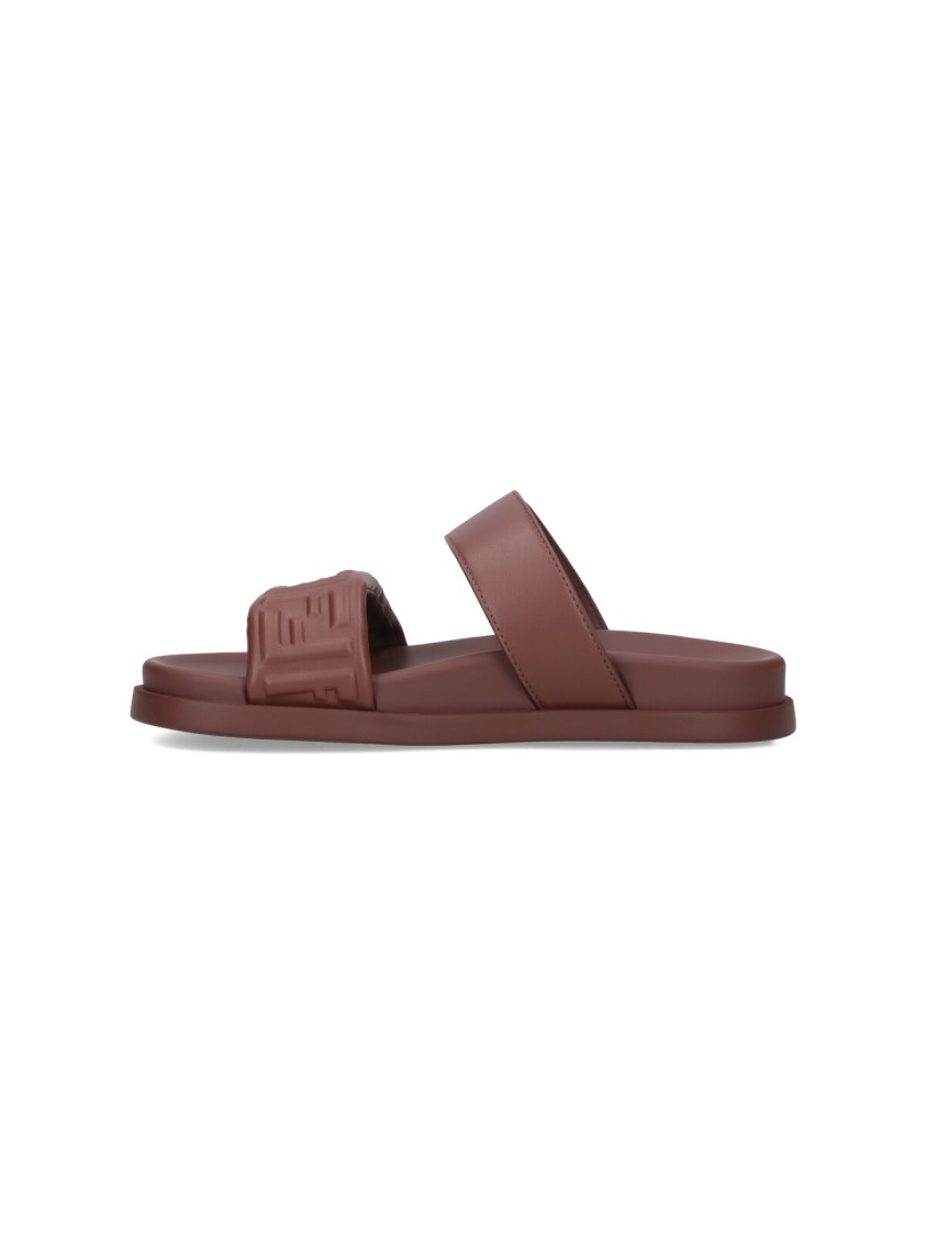 Fendi Feel Slide Sandals In Brown