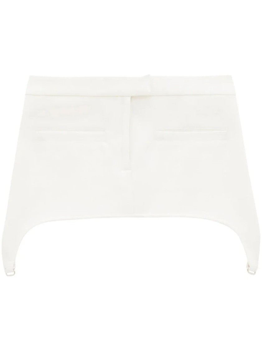 Courrèges Twill Suspenders Mini Skirt In White