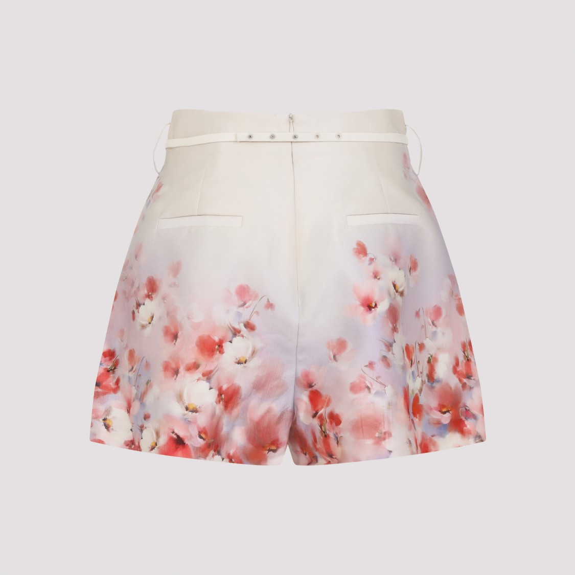 Zimmermann Crush Belted Floral-print Silk And Cotton-blend Twill Shorts In Multicolor