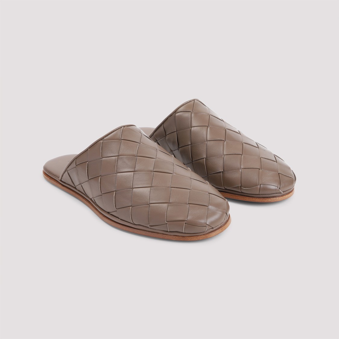 Bottega Veneta Woven Lambskin Leather Slip-on Mules In Brown