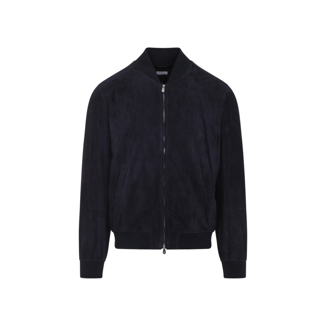 Brunello Cucinelli Ribbed Edges Suede Leather Jacket In Black