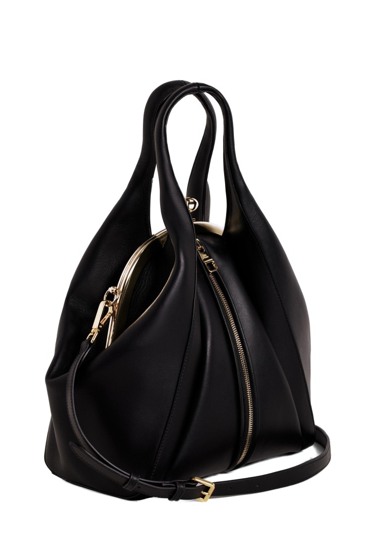 Saiid Kobeisy Calfskin Bag With Middle Zipper In Black