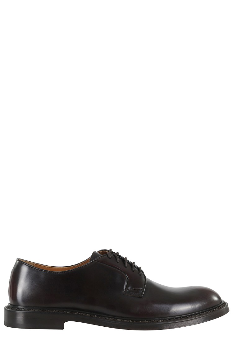 Doucal's Derby Lace-ups In Dark Brown Leather