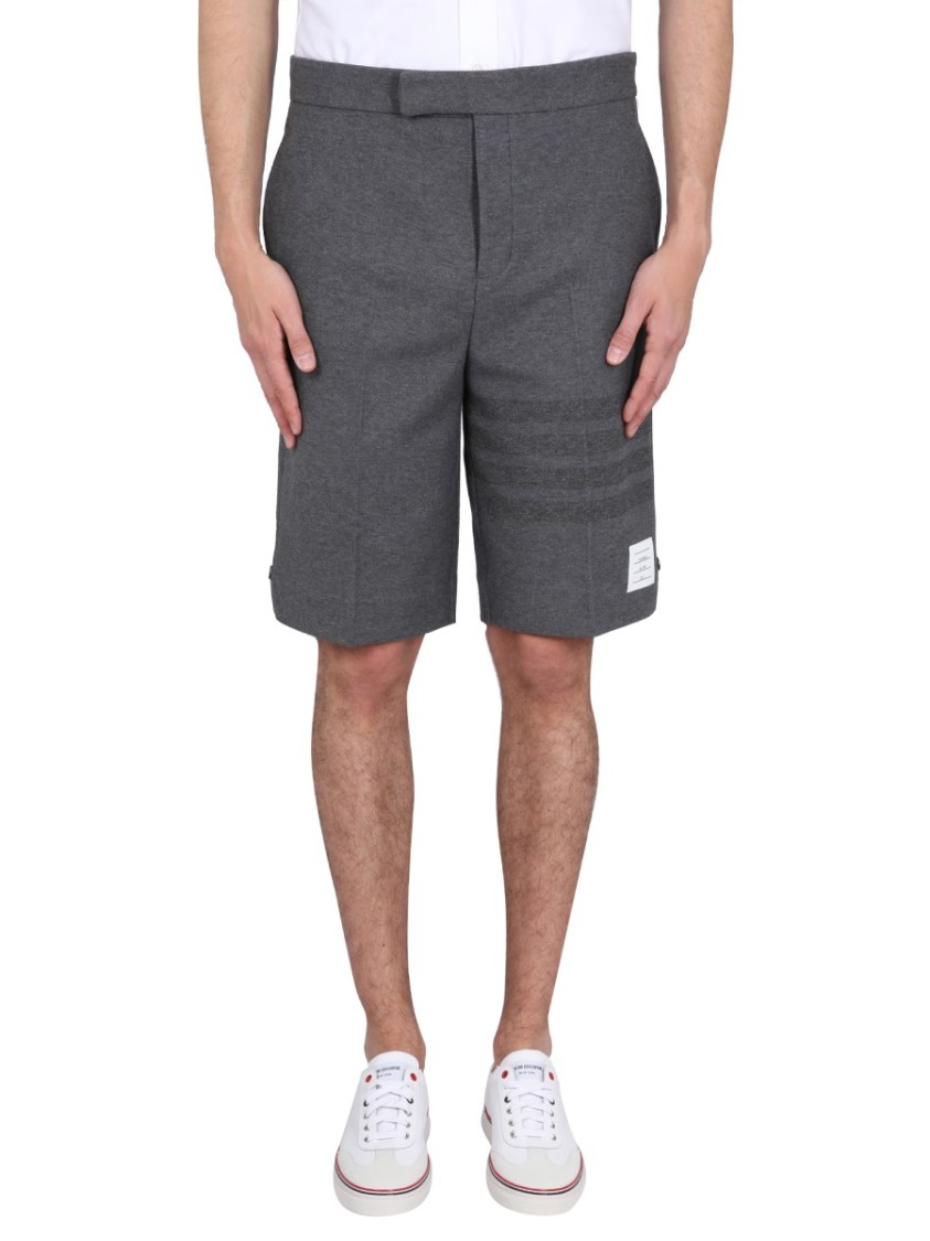 Thom Browne Shorts With 4-bar Motif In Grey