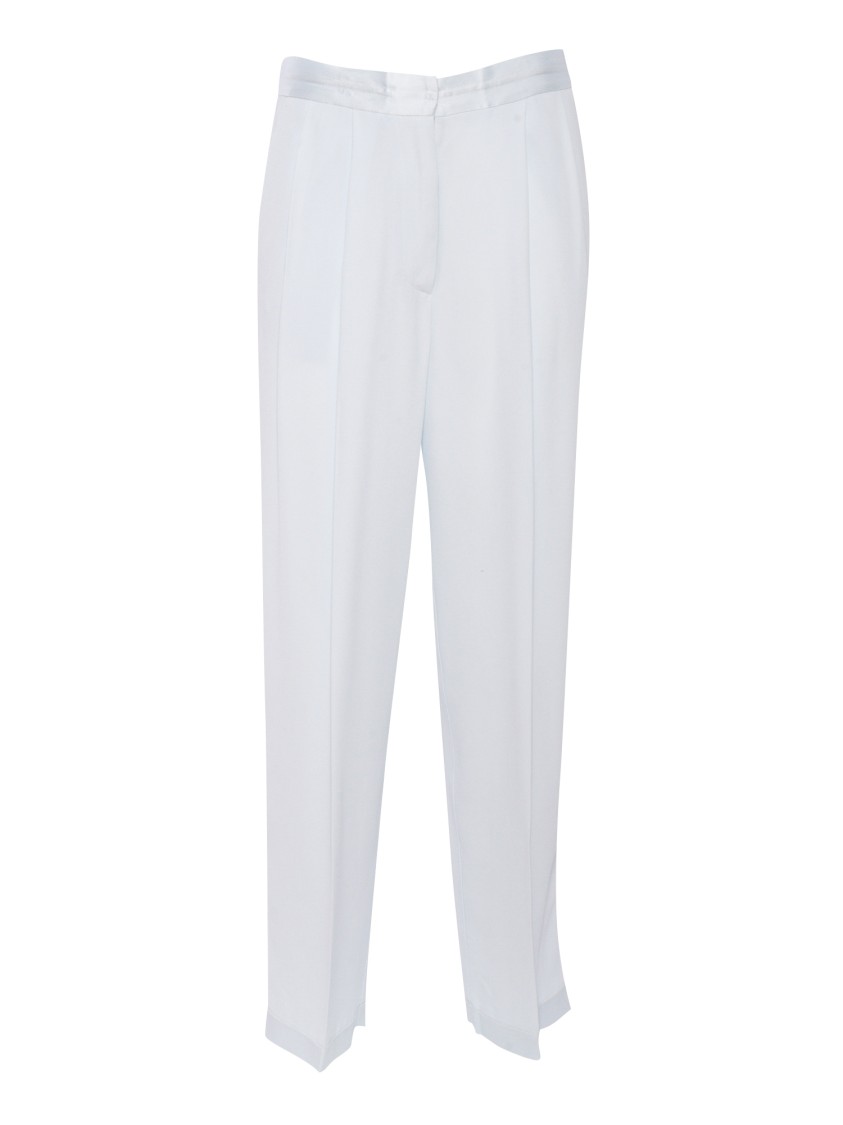 Forte Forte Baggy Satin Trousers With Wide Waistband In White