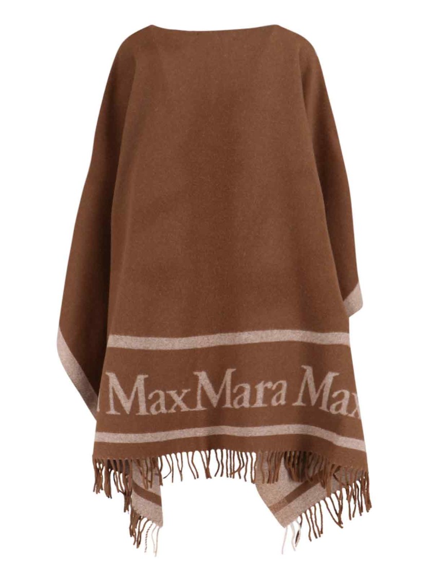 Max Mara "hilde" Wool Poncho Brown In Brown