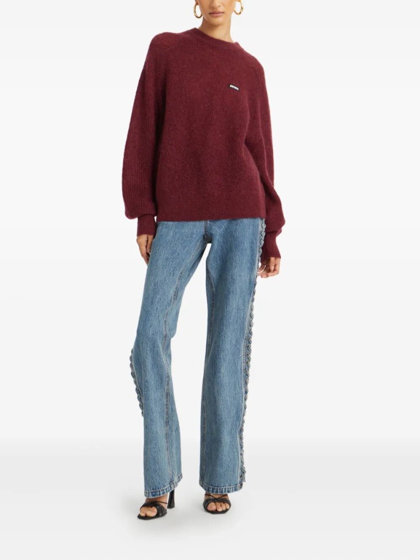 Rotate Birger Christensen Logo-patch Balloon-sleeve Knitwear In Multi